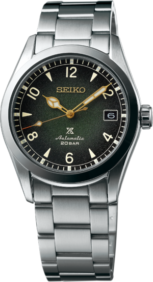 Seiko SPB155 green dial watch, front view