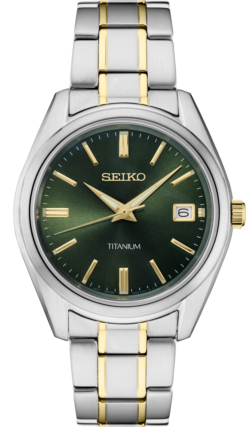 Seiko SUR377 watch with green dial
