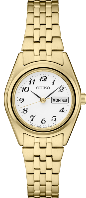 Seiko SUR440 white dial watch, front view