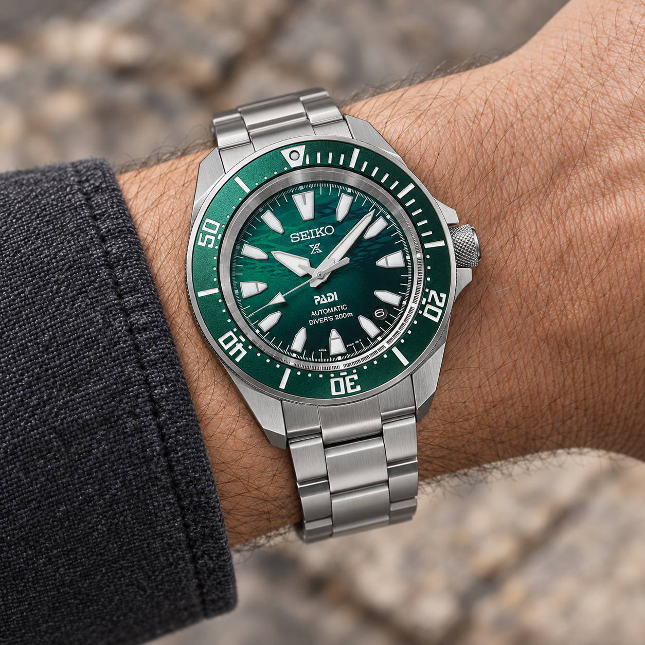 AI-generated visualization of Seiko SRPL53 worn on a wrist