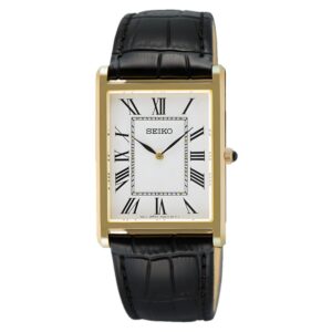 Seiko SWR104 rectangular quartz dress watch product photograph
